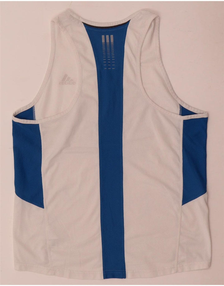 Adidas Mens Climacool Vest Top Grande Blanco Colorblock Poliéster