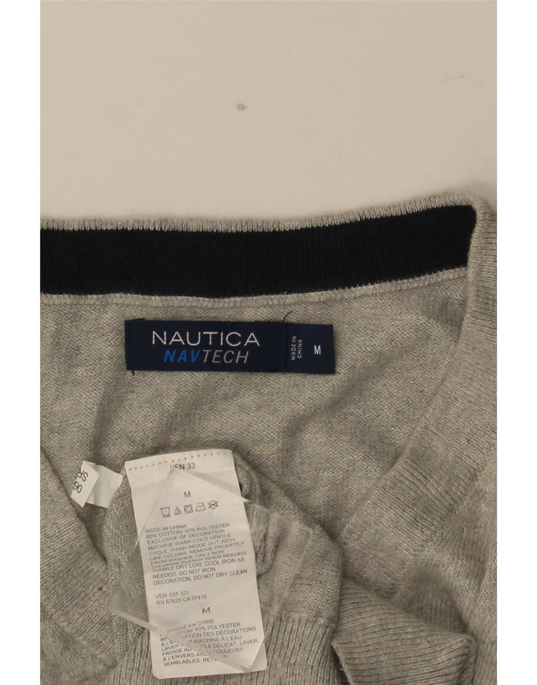 Nautica Jersey con cuello en V para hombre de algodón gris medio