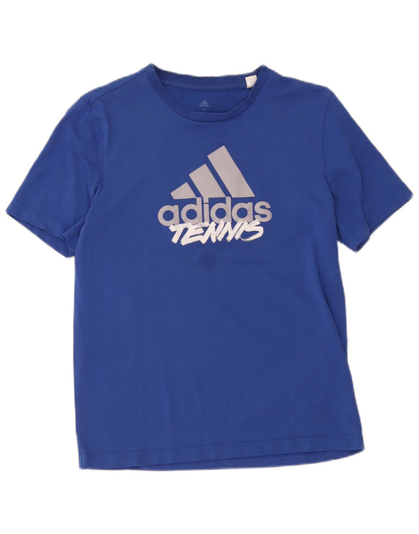 Adidas - Camiseta gráfica de tenis para hombre, talla pequeña, algodón azul