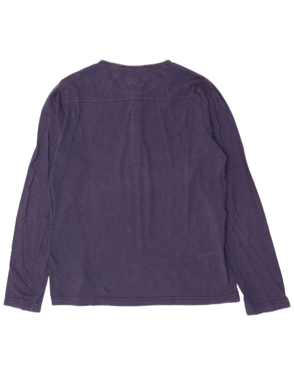 Tommy Hilfiger Camiseta Henley para hombre de manga larga de algodón azul marino medio