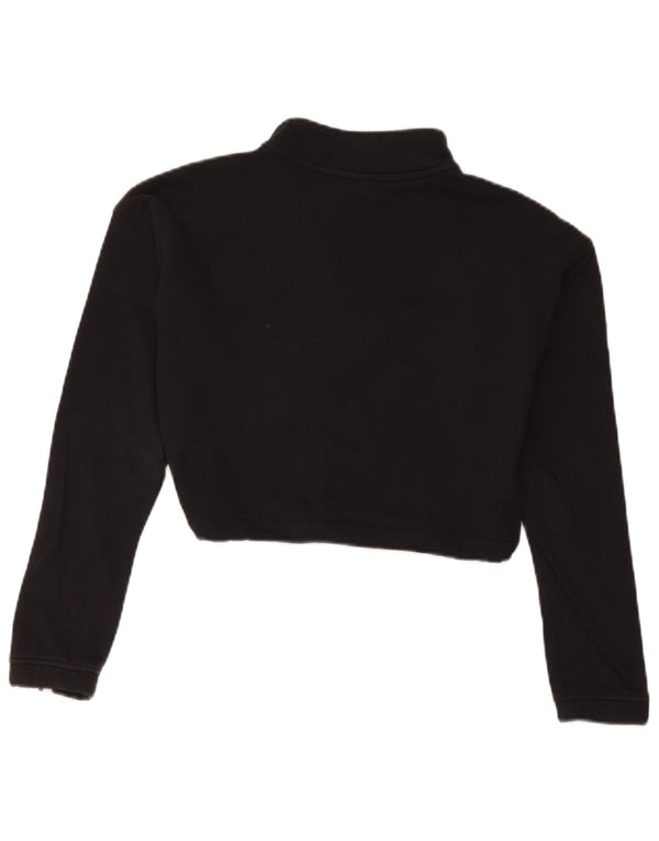 Adidas Mujer Crop Zip Neck Sudadera Jumper UK 10 Small Negro