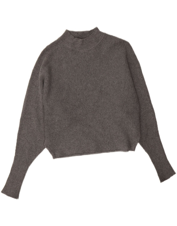 Zara Mujer Crop Oversize Cuello Alto Jersey Jersey UK 10 Small Gris