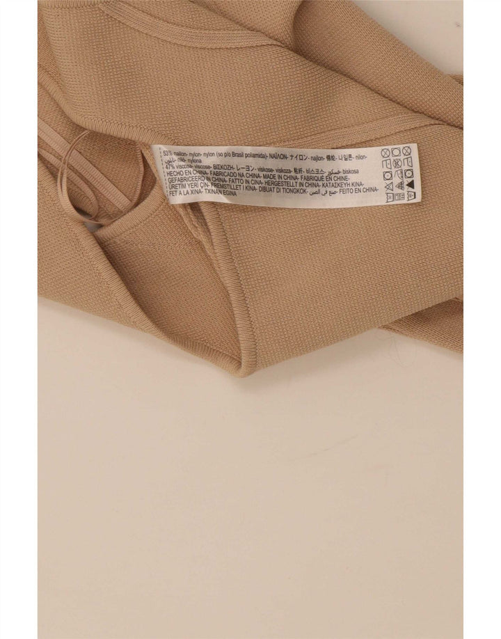 Zara Mujer Top Corto Sin Mangas UK 8 Small Beige Nylon