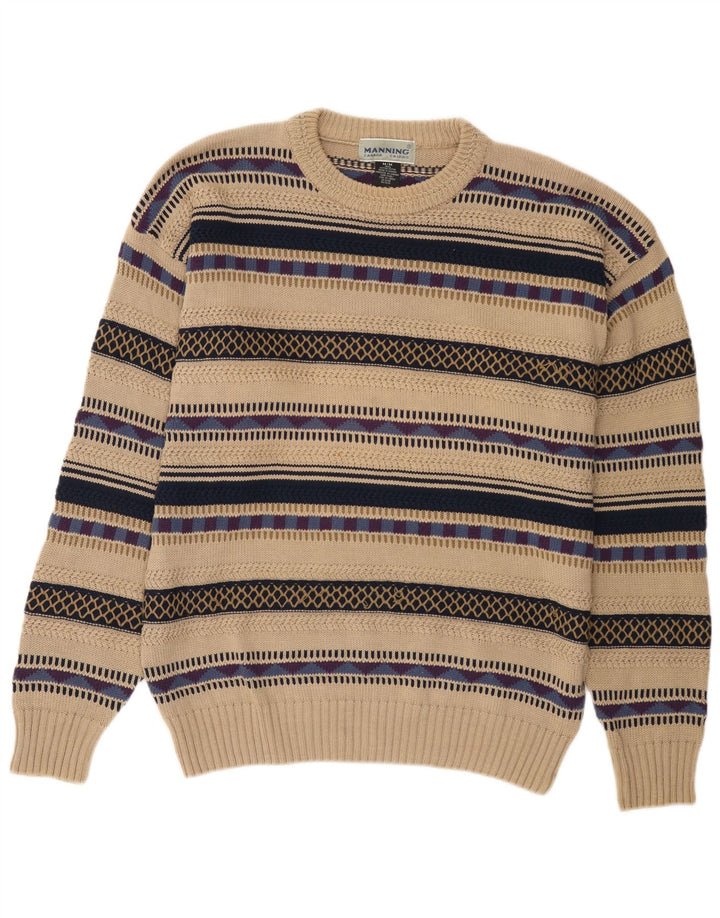 Canada - Jersey con cuello redondo para hombre, algodón a rayas, color beige medio