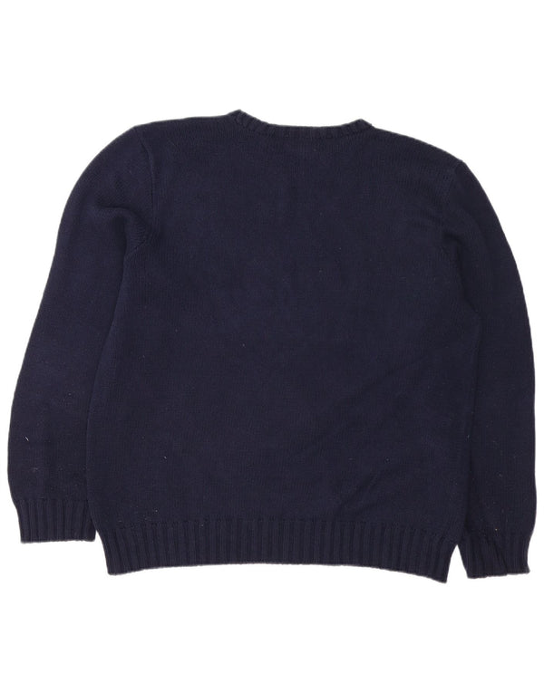 Polo Ralph Lauren Mens Crew Neck Jumper Sweater Medium Navy Blue Cotton