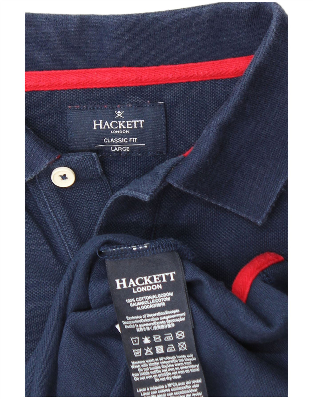 HACKETT Polo gráfico de corte clásico para hombre de algodón azul marino grande