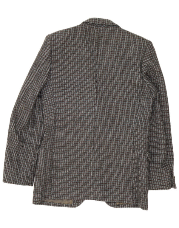 Vintage hombres 2 botones Blazer chaqueta IT 46 pequeño gris Houndstooth