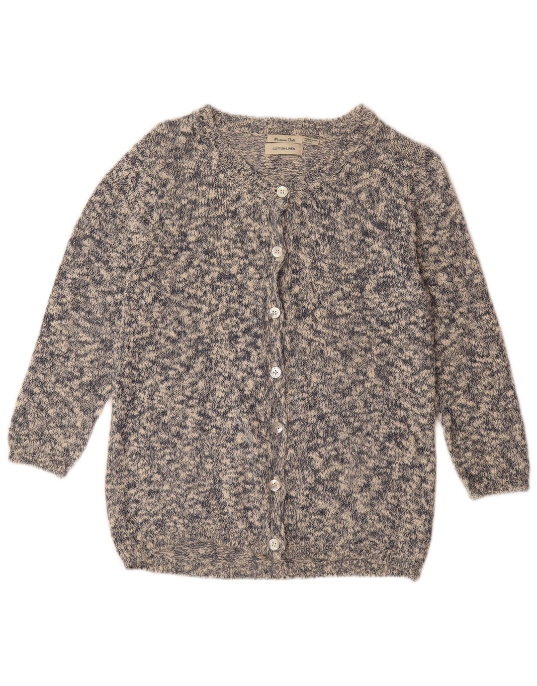 MASSIMO DUTTI Suéter tipo cárdigan para mujer UK 40 Algodón moteado gris medio