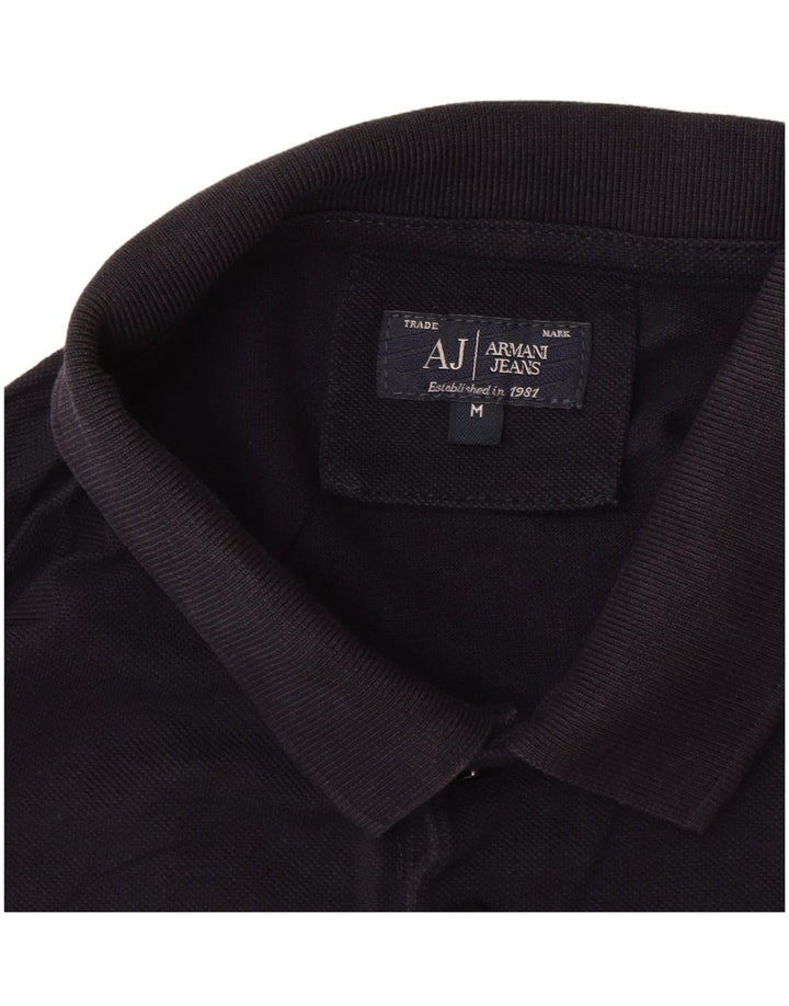 Armani Jeans Polo de manga larga para hombre de algodón azul marino medio