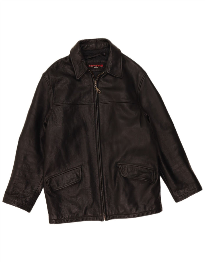 Chevignon Chaqueta de cuero para hombre UK 36 Small Black Leather