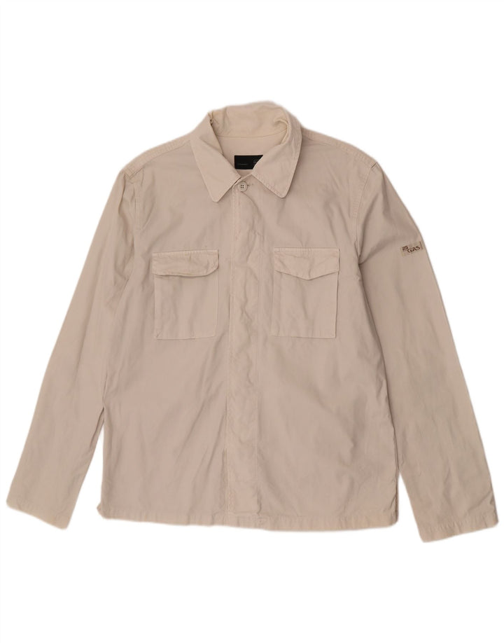 Chaqueta Bomber Gas Hombre UK 42 XL Algodón Blanco Roto