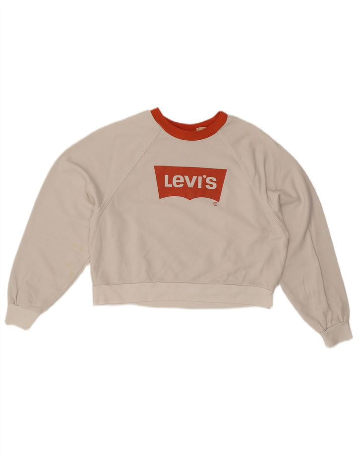 LEVI'S Sudadera con gráfico corto extragrande para mujer UK 6 XS Blanco