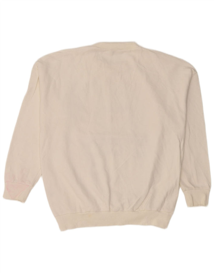 Zara Mujer Gráfico Sudadera De Gran Tamaño Jersey Reino Unido 10 Pequeño Algodón Blanco