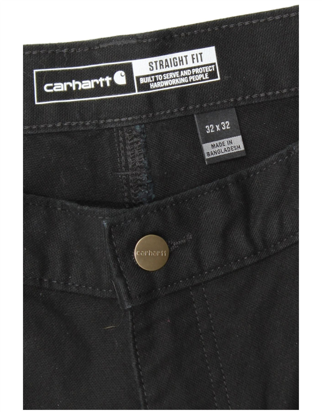 CARHARTT Pantalones cargo rectos para hombre W32 L32 Algodón negro