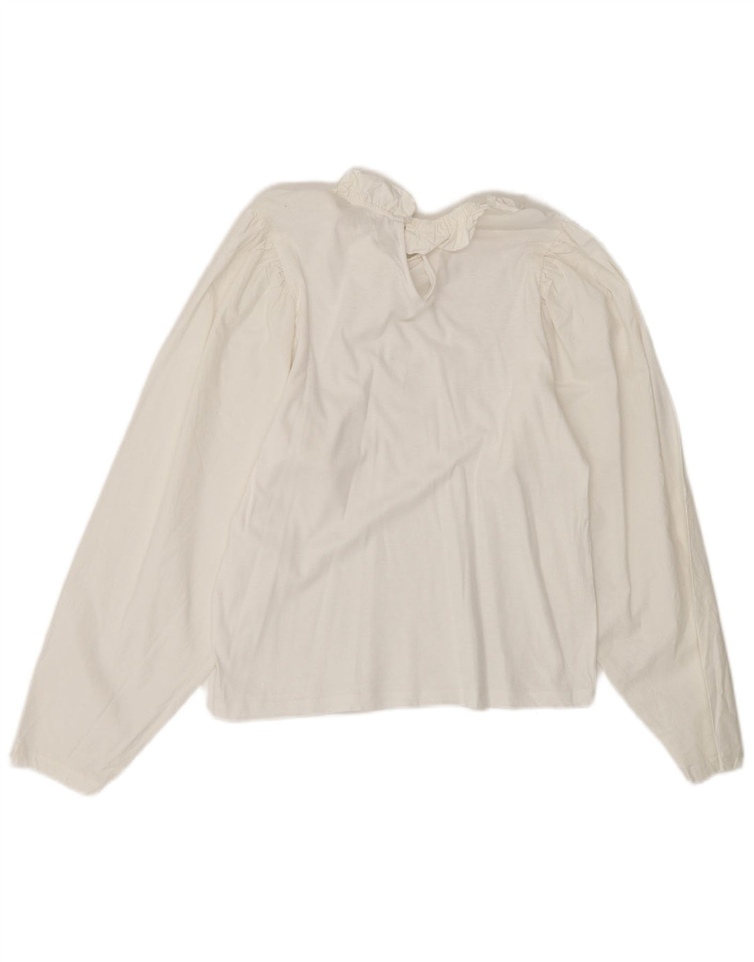 Vintage mujer manga larga blusa Top Reino Unido 10 pequeño blanco
