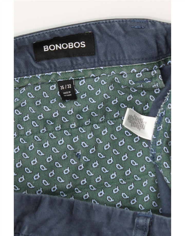 BONOBOS Pantalones chinos ajustados para hombre W35 L30 Algodón azul