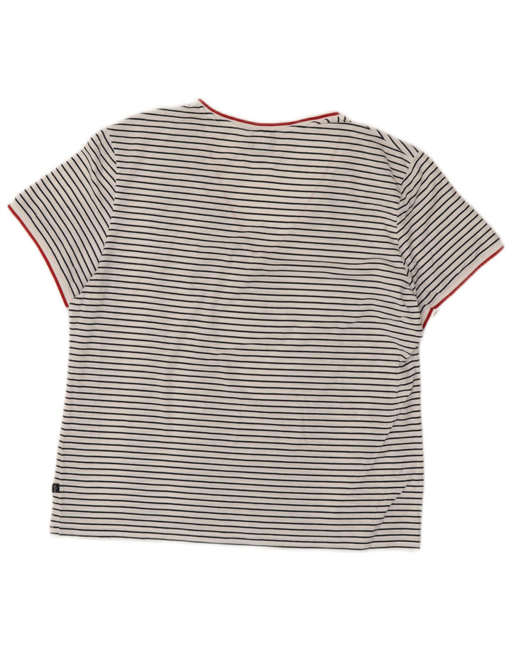 PAUL & SHARK Camiseta Mujer UK 40 XL Algodón A Rayas Blanco