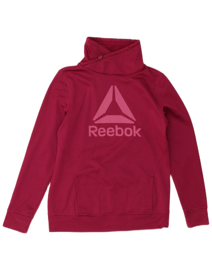 REEBOK Womens Graphic Sweatshirt Jumper UK 12/14 Medium Pink Polyester