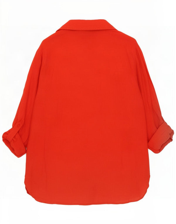 Zara Mujer Camisa ES 40 XL Lino Rojo