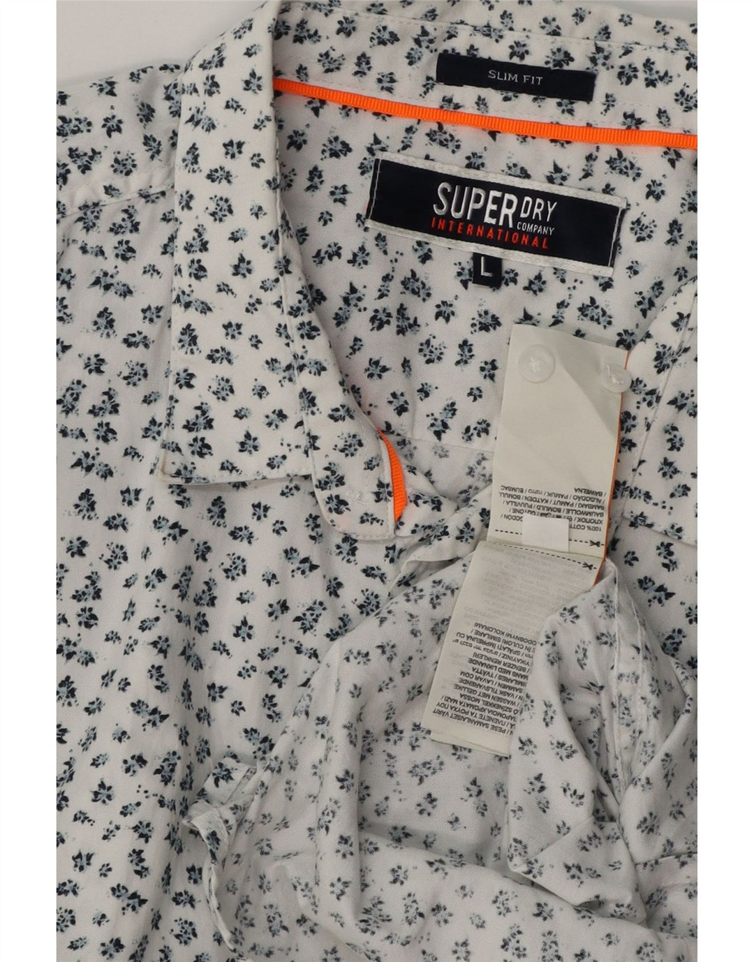 SUPERDRY Camisa ajustada de algodón con estampado floral blanco grande para hombre