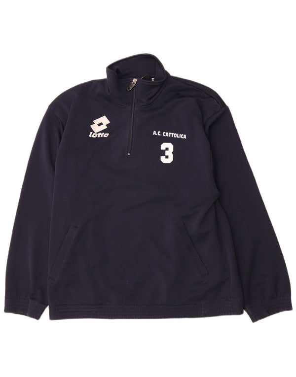 Lotto Mens Graphic Zip Neck Sudadera Jumper Large Azul Marino Poliéster