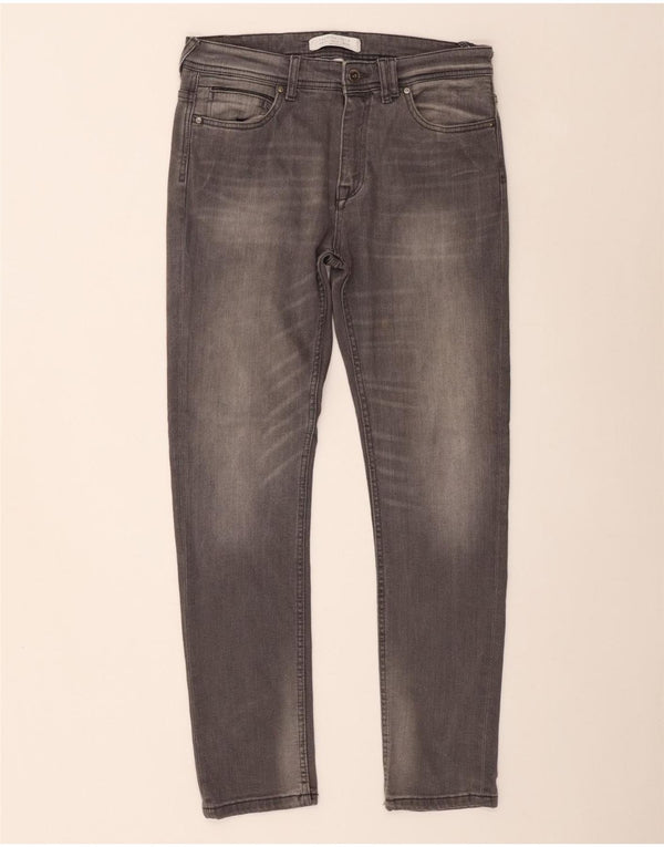 Zara Mens Slim Jeans EU 42 Large W32 L30 Gris Algodón