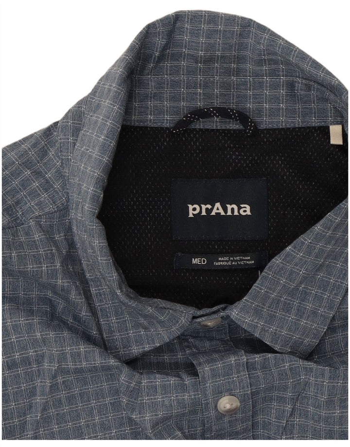 PRANA Hombre Camisa De Manga Corta A Cuadros Azul Medio