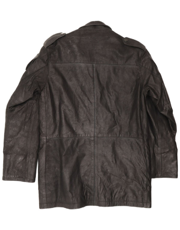 Barbour Chaqueta de cuero militar para hombre UK 36 Small Black Leather