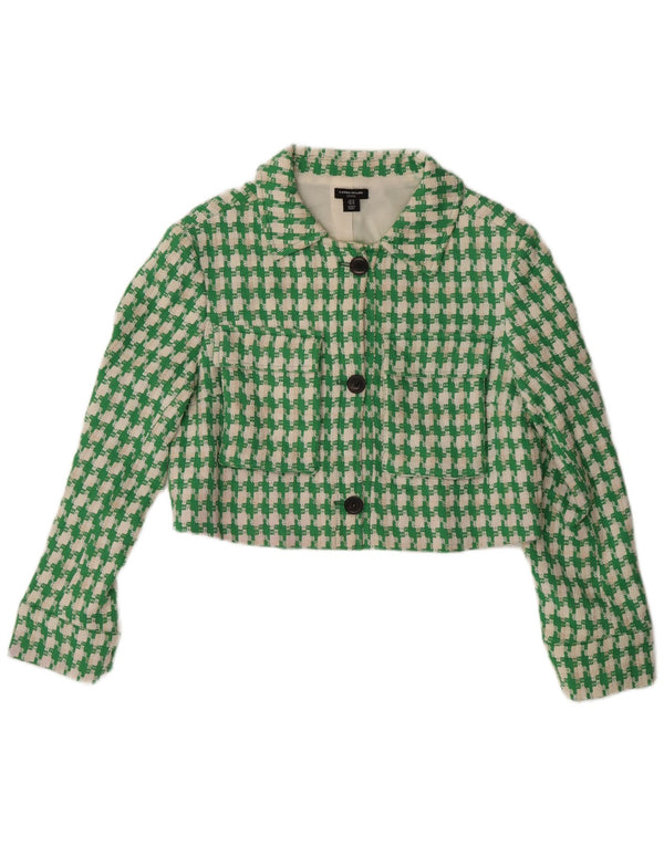 Karen Millen Chaqueta Bolero para Mujer UK 40 Grande Algodón de Pata de Gallo Verde