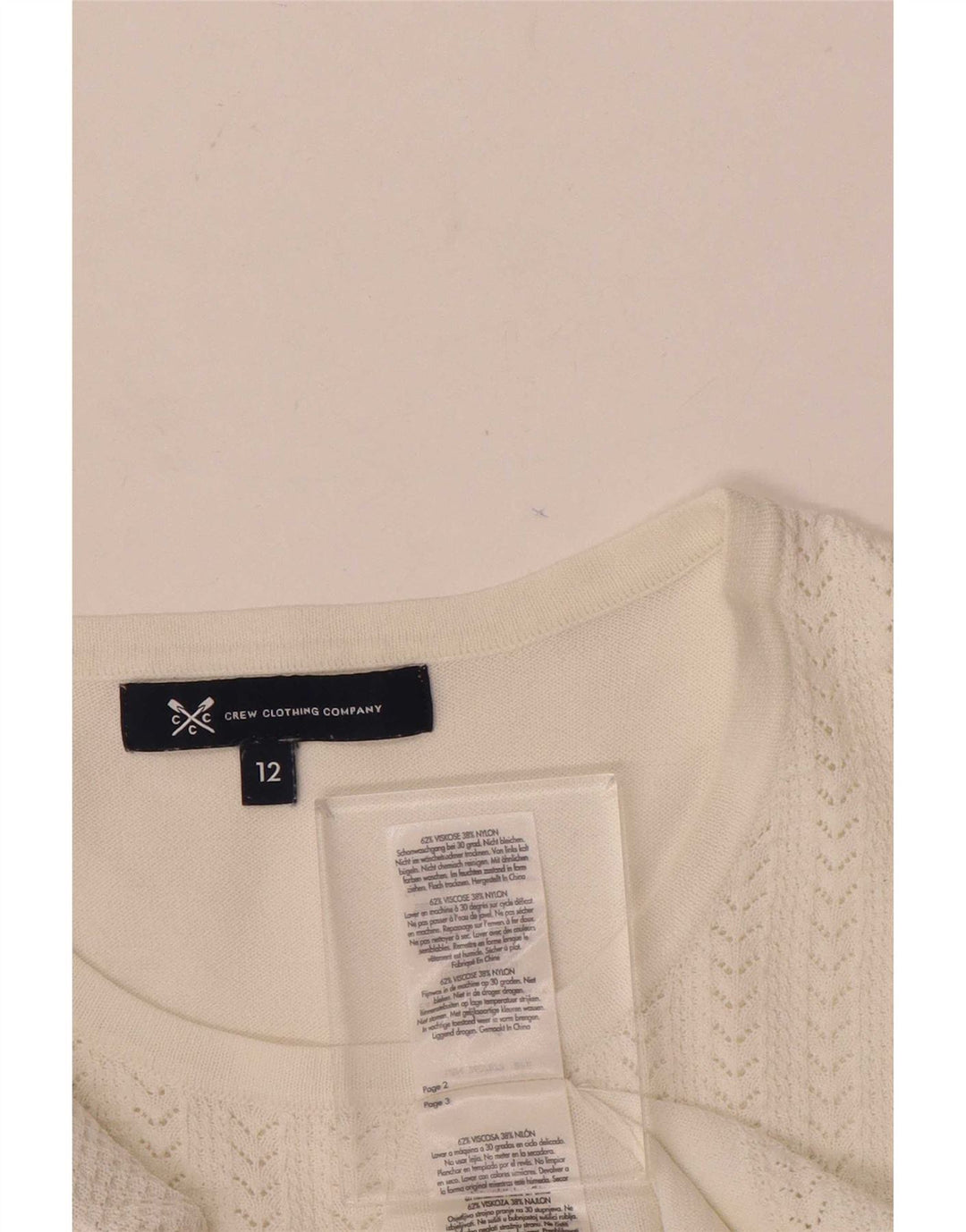 Crew Clothing Camiseta para mujer Top UK 12 Medium White Viscosa