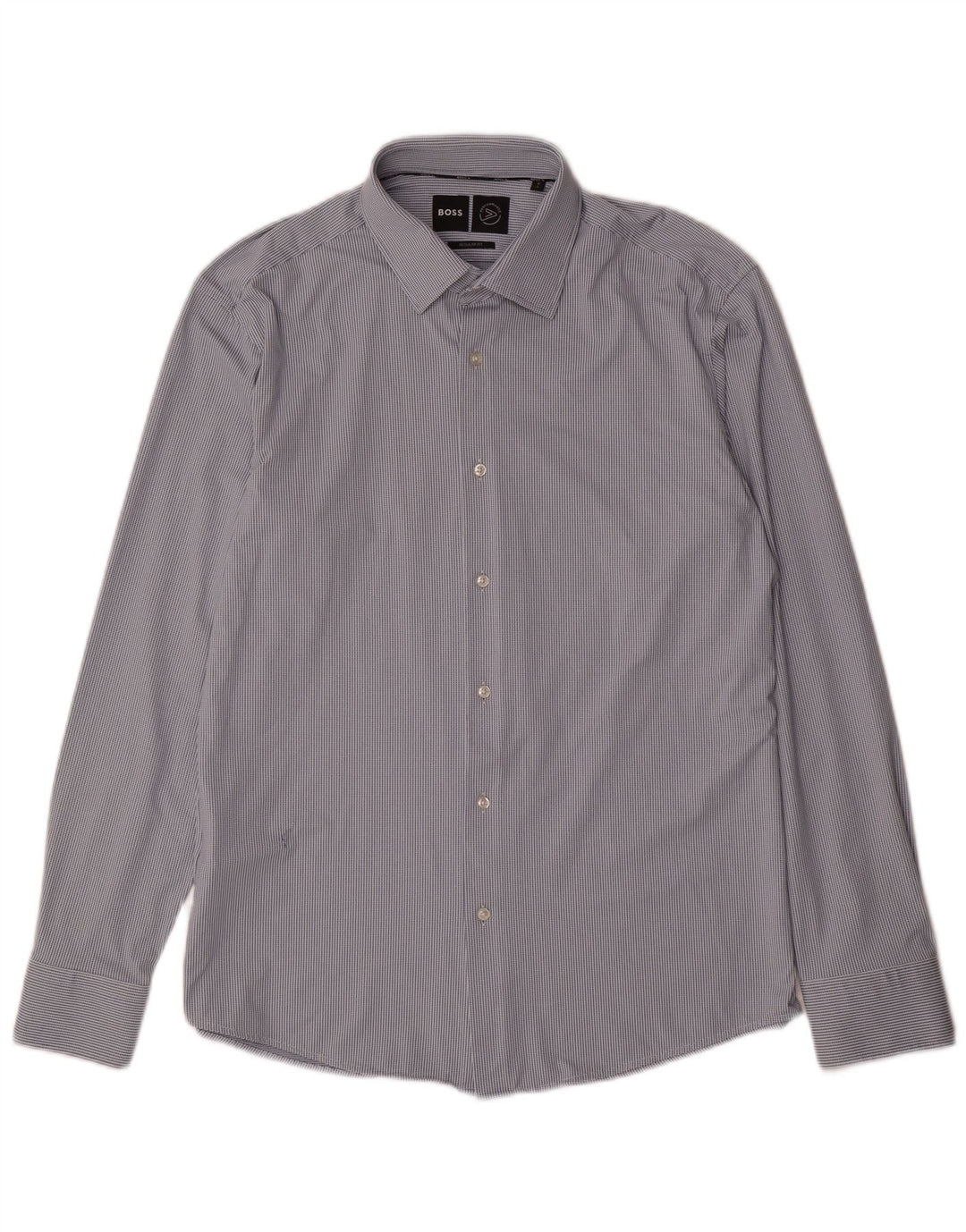 Camisa Hugo Boss Hombre Regular Fit Talla 41 16 Grande Poliamida Con Manchas Azules