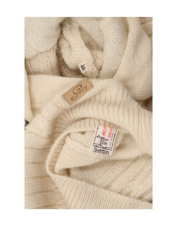 Silvy Suéter con capucha y cuello con botones para mujer IT 46 Large White