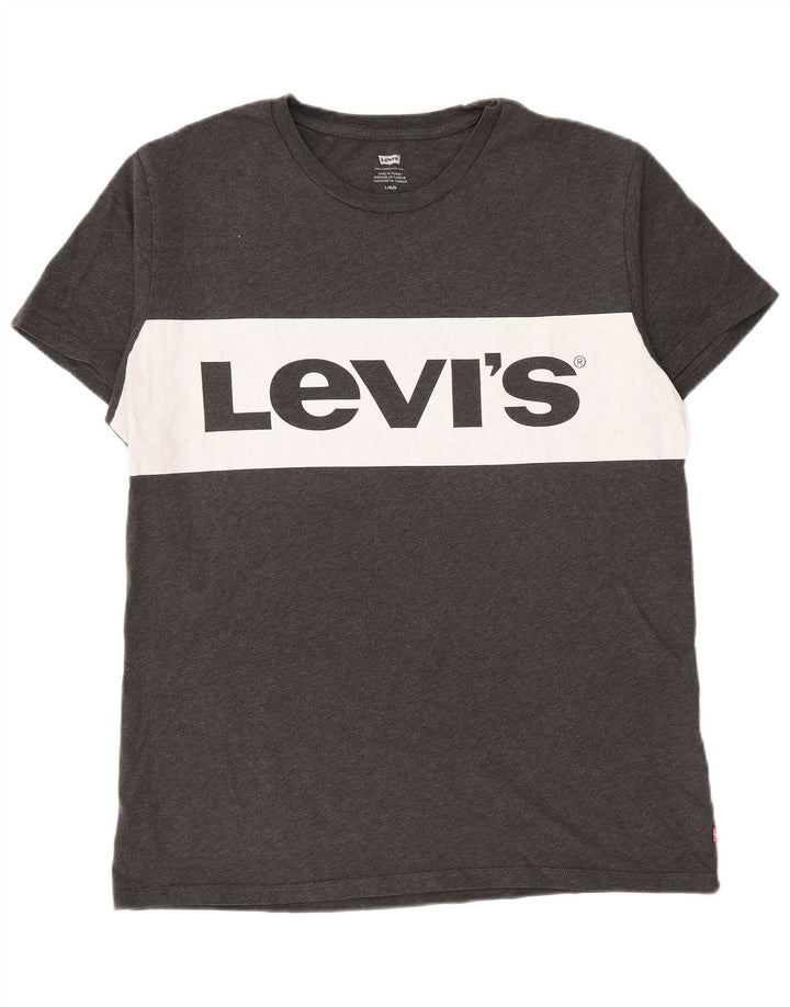 Levi's Camiseta gráfica para hombre Top grande de algodón con bloques de color gris