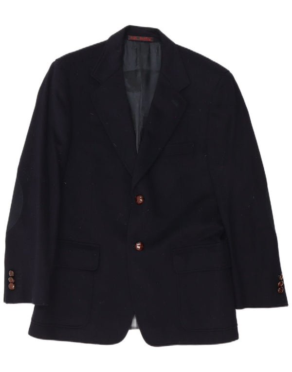 Vintage hombres 2 botones Blazer chaqueta IT 48 medio azul marino lana virgen