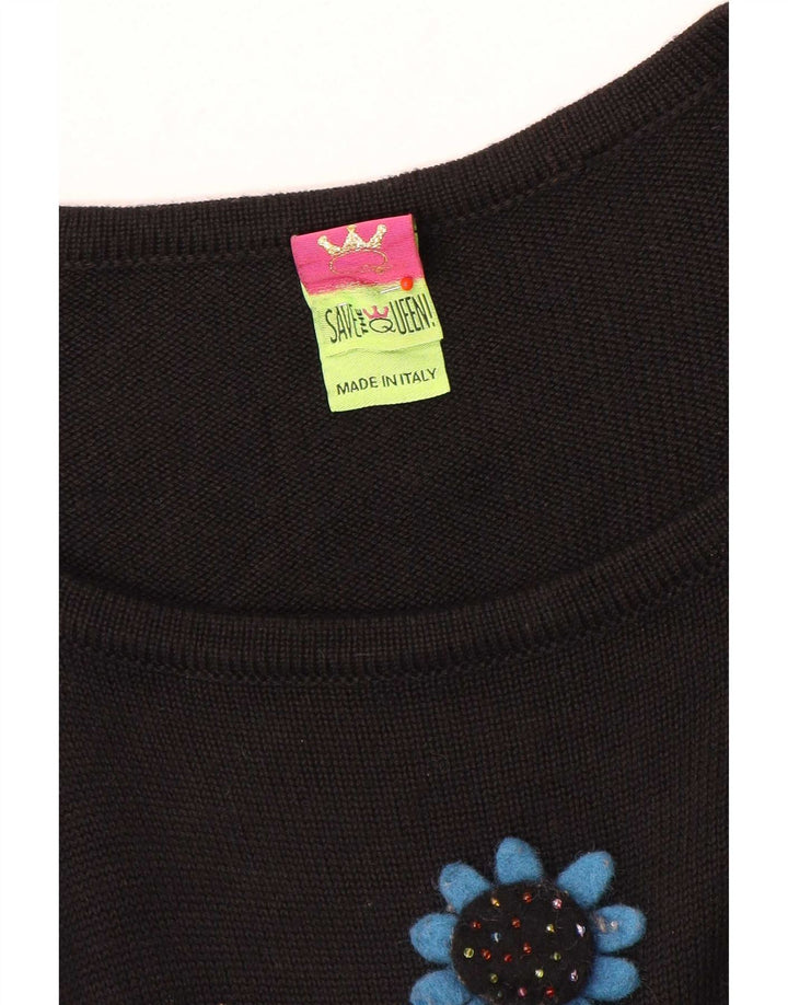 Save the Queen Vestido largo con estampado abstracto para mujer UK 10 Small Negro