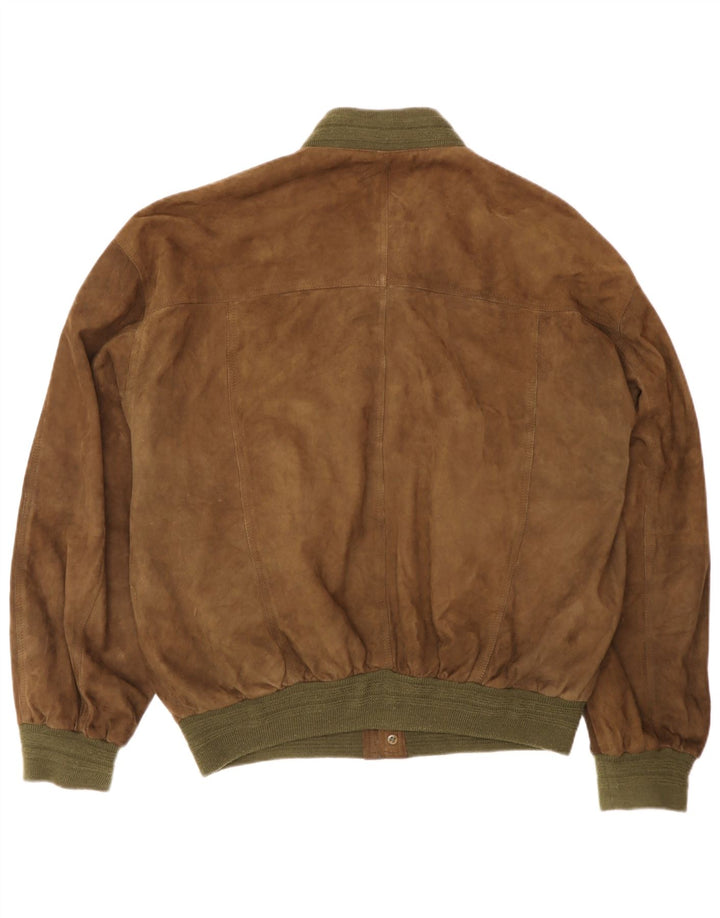 Vintage hombres ante bomber chaqueta IT 50 cuero marrón grande