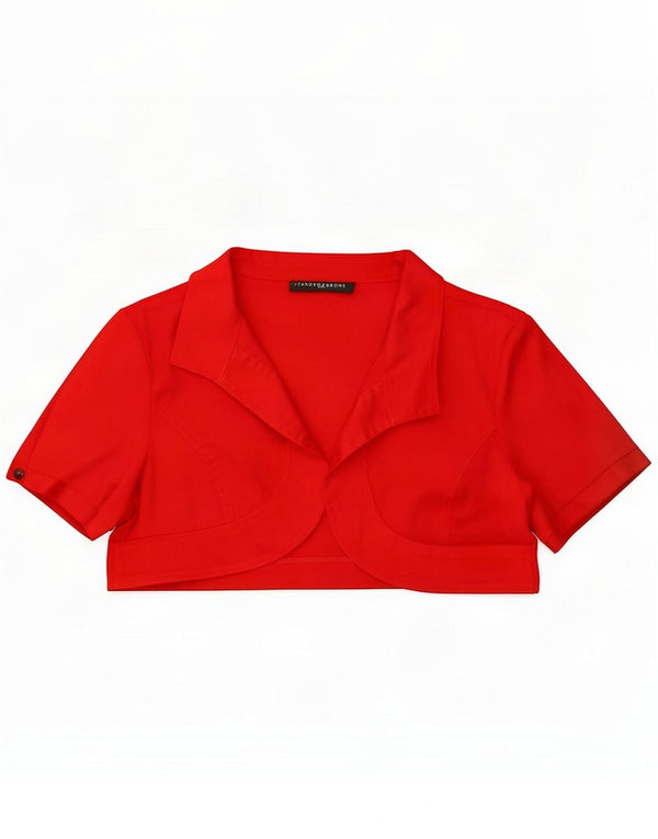 Sandro Ferrone Top Bolero de manga corta para mujer UK 18 XL Algodón rojo