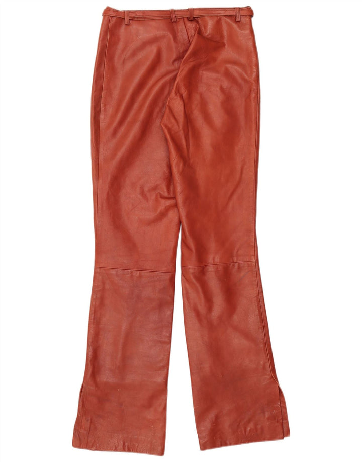 Vintage mujer bootcut pantalones de cuero pequeño W27 L31 marrón