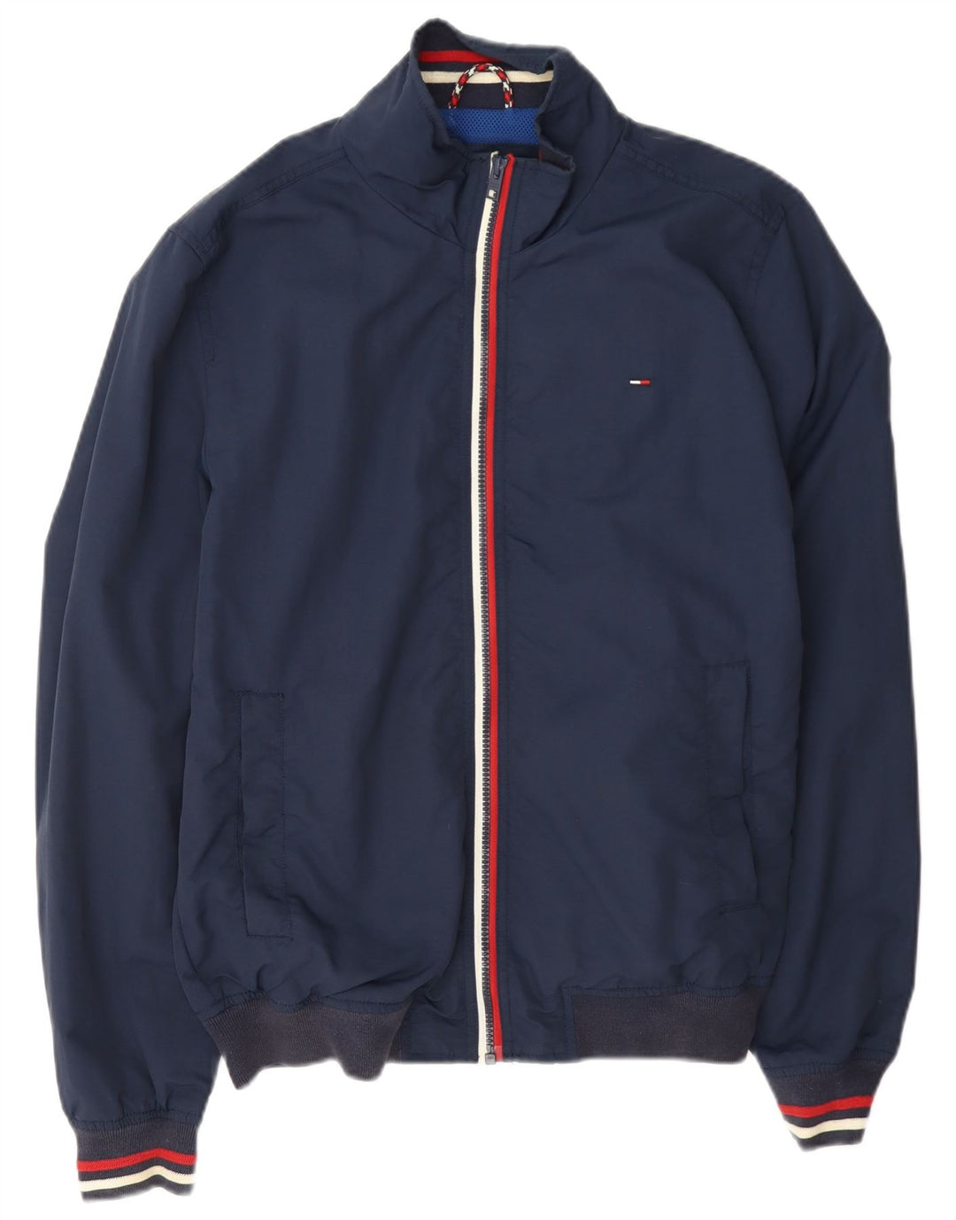 Tommy Hilfiger Chaqueta Bomber para Hombre UK 38 Mediana Poliamida A Rayas Azul Marino