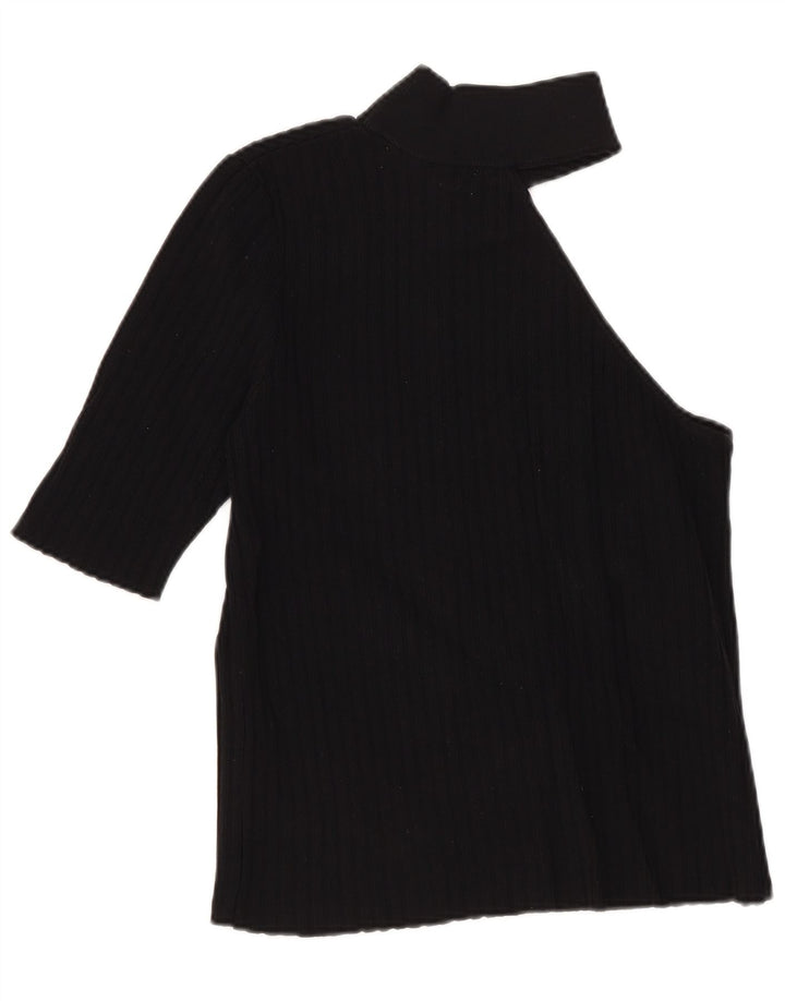 Zara Mujer Crop Top De Un Hombro Reino Unido 42 Mediano Nylon Negro