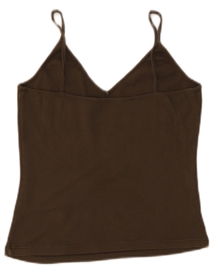 BENETTON Top corto de tirantes para mujer UK 4 XS Caqui