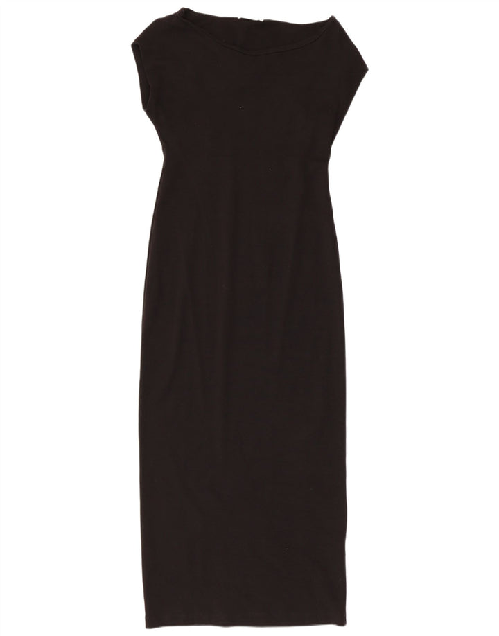 Zara Mujer Maxi Vestido UK 44 Grande Algodón Negro