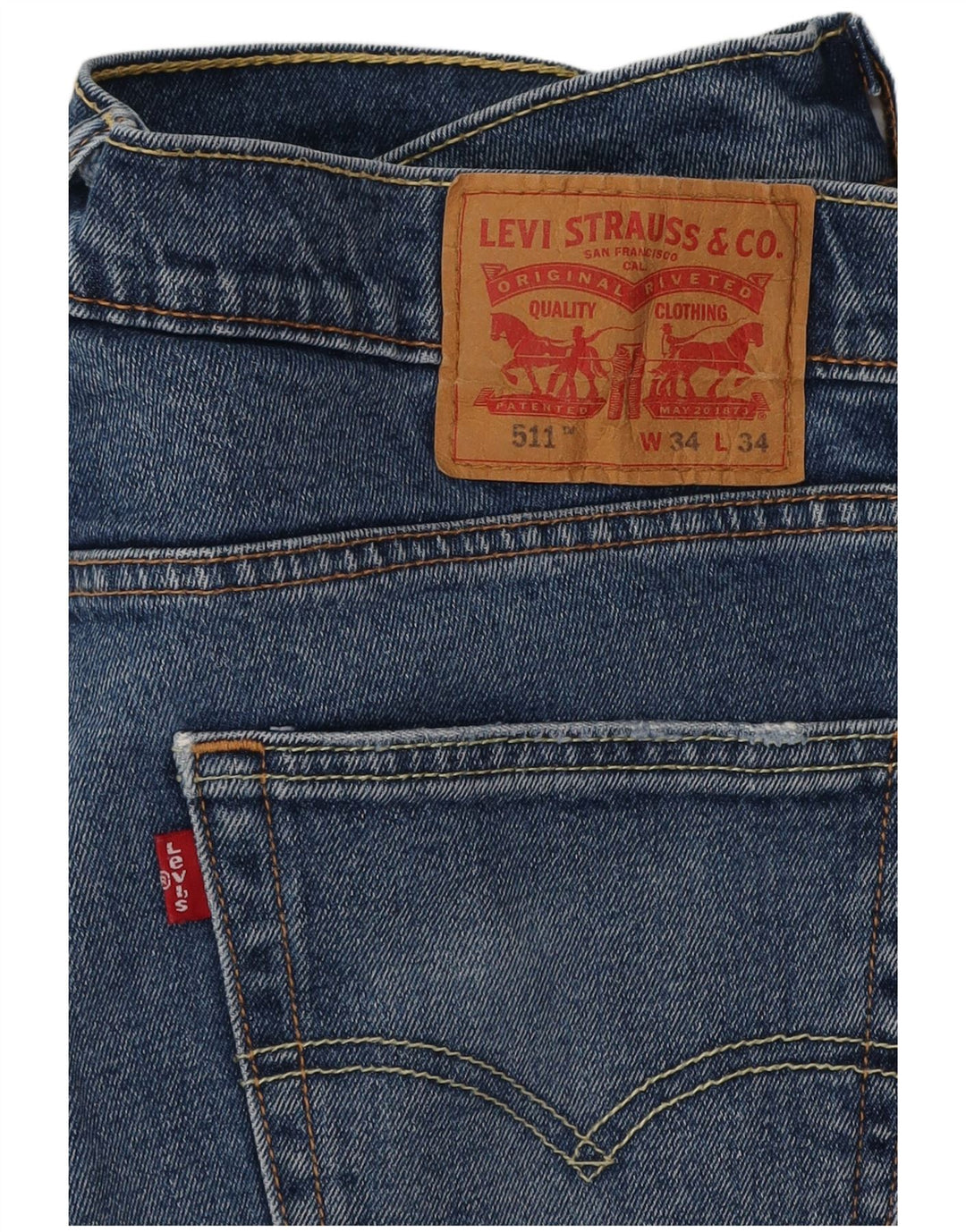 Levi's Hombre 511 Slim Jeans W34 L34 Algodón Azul