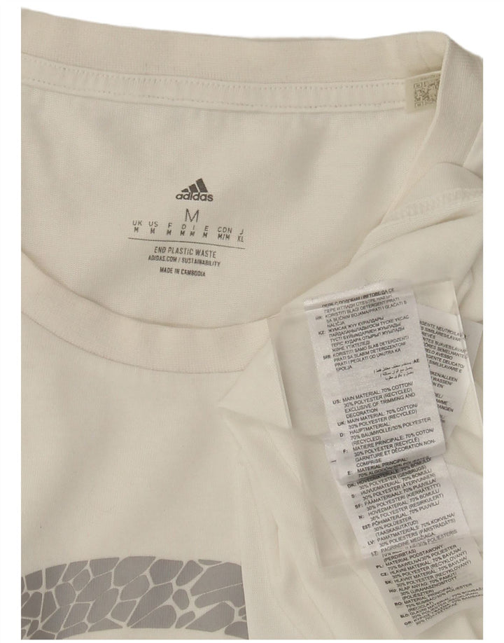 Adidas - Camiseta gráfica para hombre, talla mediana, algodón blanco