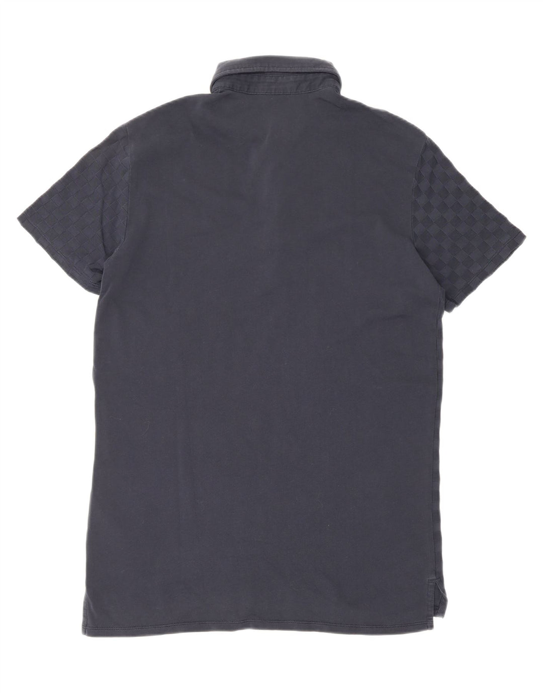 ARMANI EXCHANGE Mens Polo Shirt Medium Navy Blue Check Cotton Vintage Armani Exchange and Second-Hand Armani Exchange from Messina Hembry 