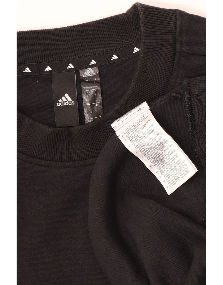Adidas Hombre Sudadera Jumper Grande Negro Algodón