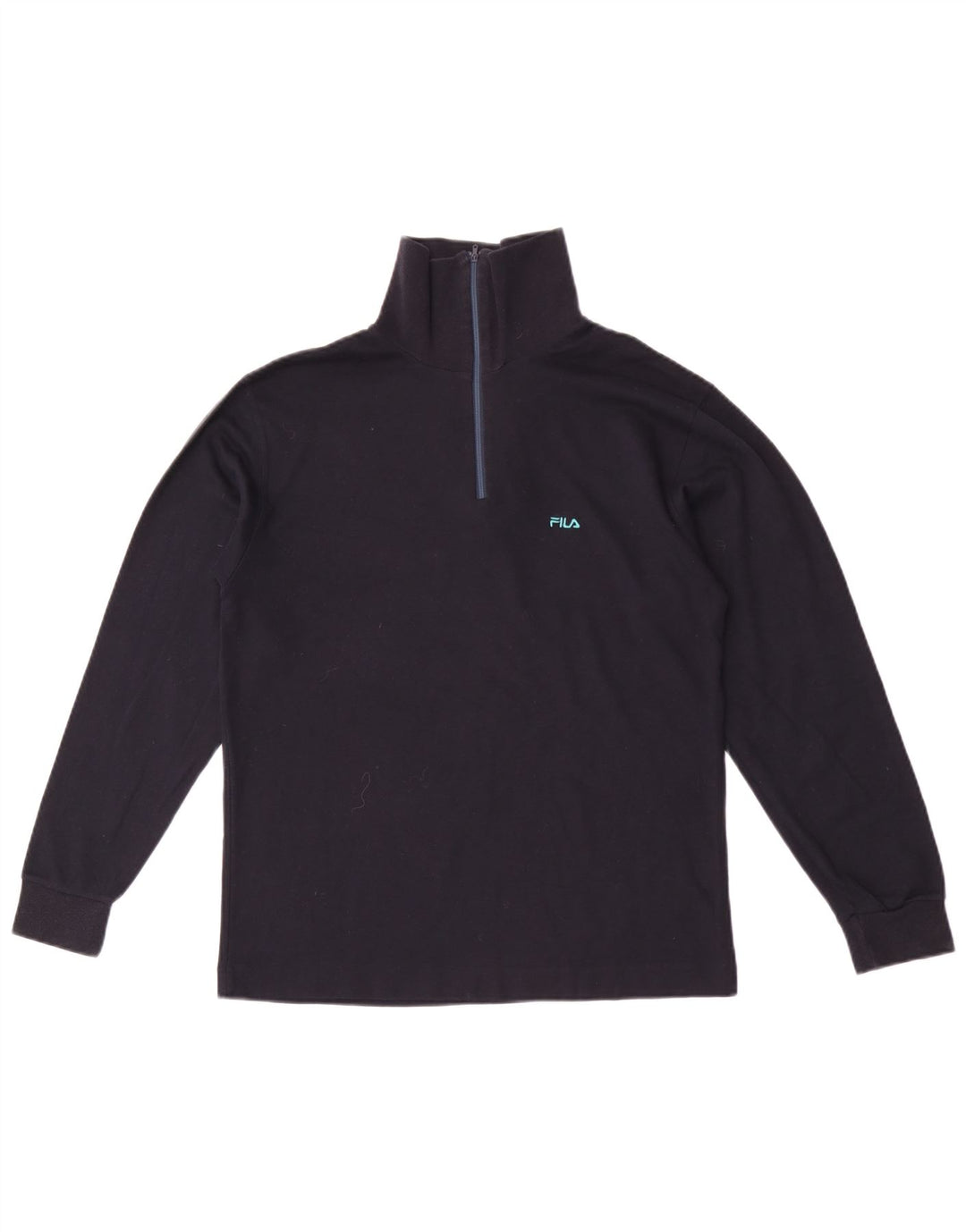 Fila Mens Zip Neck Top Manga Larga IT 46 Pequeño Algodón Azul Marino