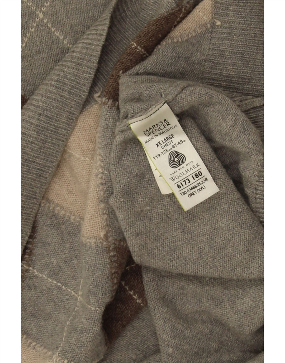 Marks & Spencer Suéter con Cuello en V para Hombre 2XL Gris Argyle/Diamante