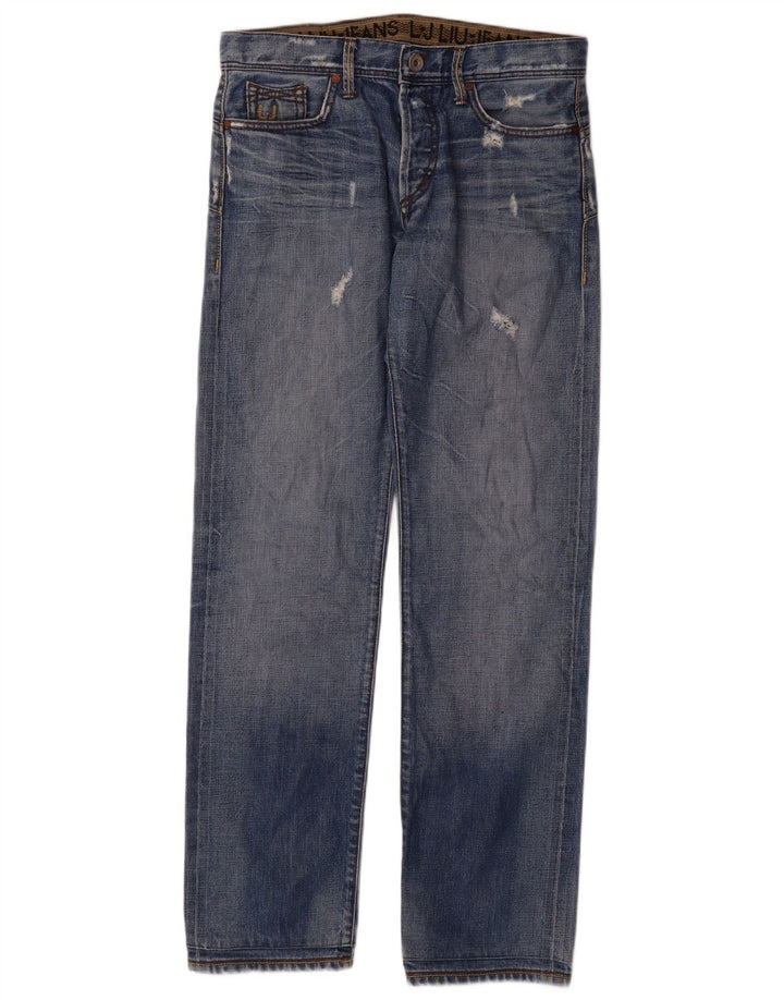 Vaqueros rectos desgastados para hombre Liu Jo W32 L34 Algodón azul