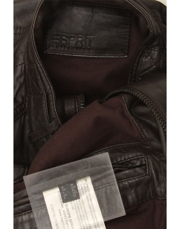 Esprit Chaqueta de cuero para hombre UK 40 Large Cuero marrón